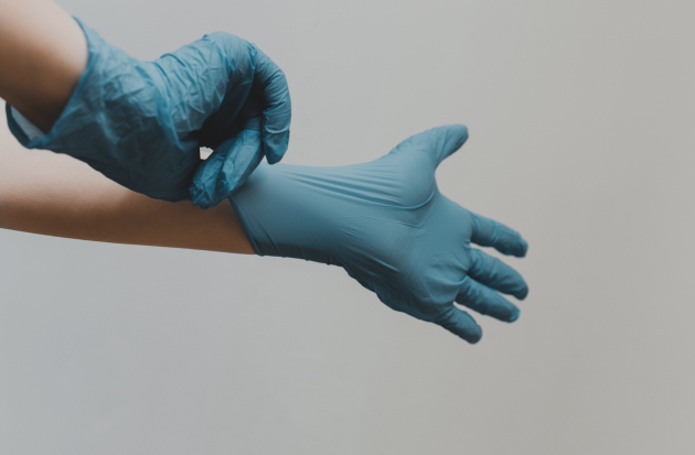 Blauwe handschoenen